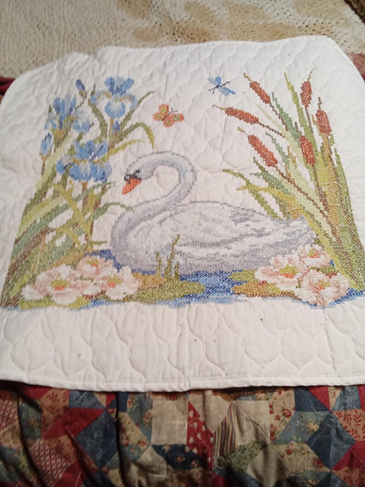 Swan on a Pond Square Baby Quilt