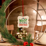 We Woof You A Merry Christmas Square Aluminum Ornament