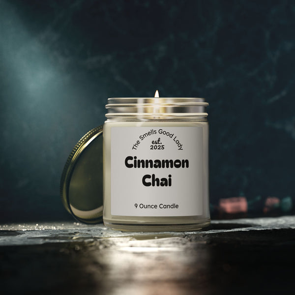 Cinnamon Chai Scented Candle, Coconut Apricot Wax, 9oz