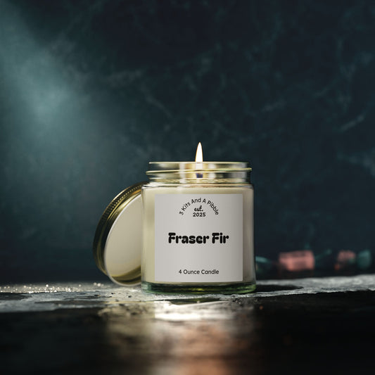 Fraser Fir Scented Candle, Coconut Apricot Wax, 4oz