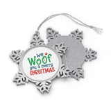 We Woof You A Merry Christmas Pewter Snowflake Ornament
