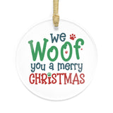 We Woof You A Merry Christmas Round Acrylic Ornament