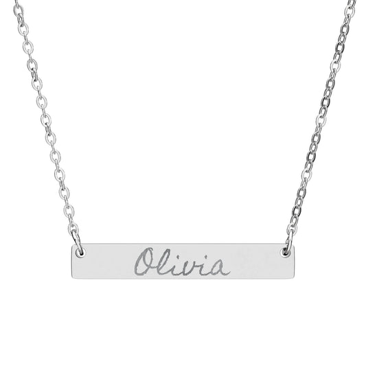 Olivia Women's Name Horizontal Bar Necklace, Engraved