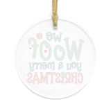 We Woof You A Merry Christmas Round Acrylic Ornament