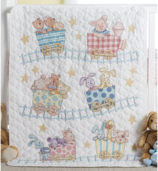 Critters On A Train Baby Quilt